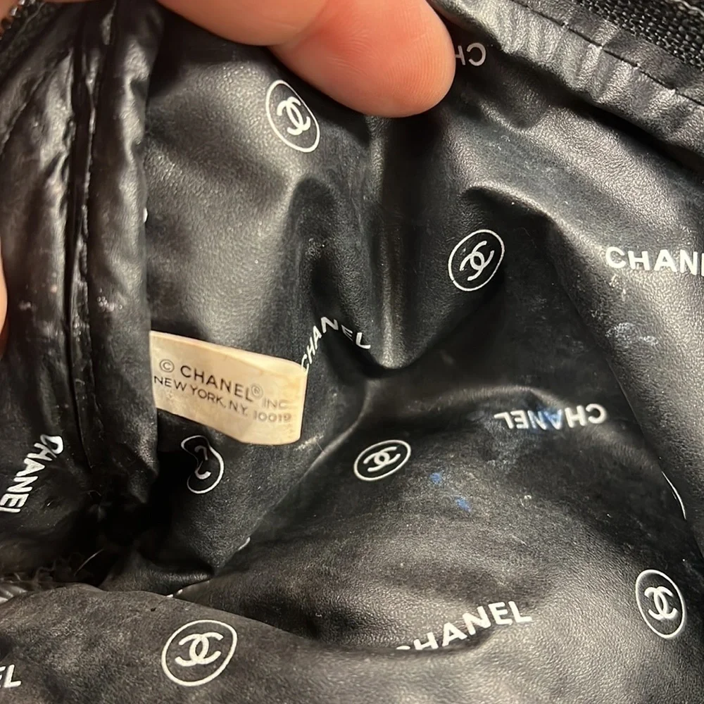 CHANEL Parfums Black Velvet Zip Clutch Pouch Cosmetics Bag